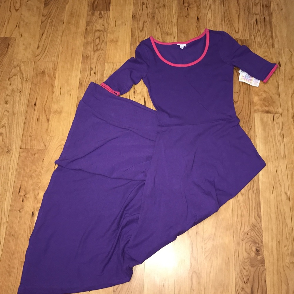 Lularoe Ana Purple & Pink Maxi Dress Small - Picture 2 of 7